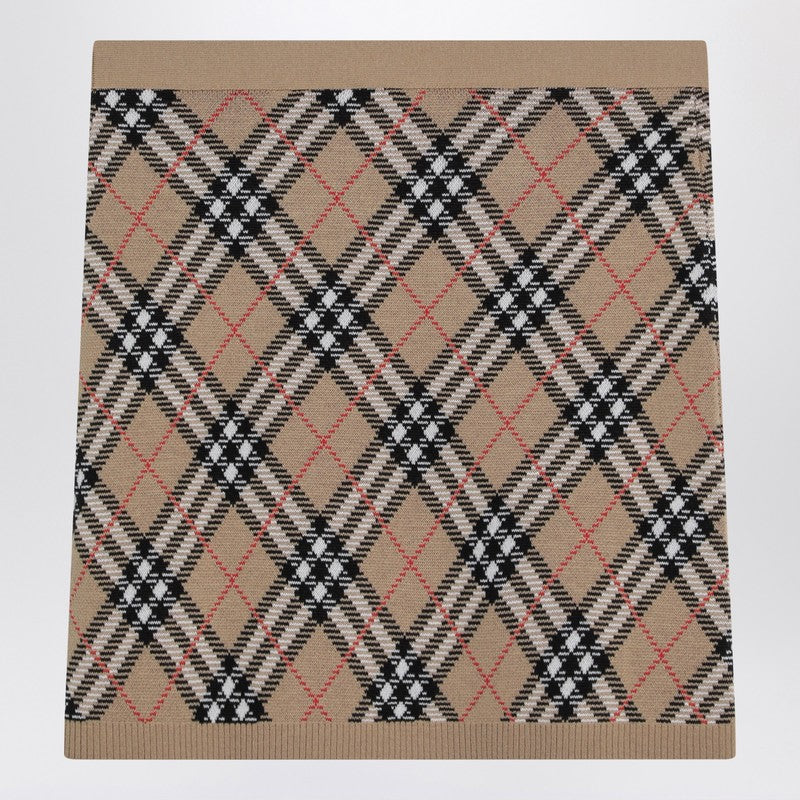 Wool and mohair blend check mini skirt