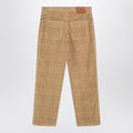 Sand-coloured check corduroy trousers
