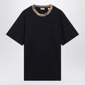 Navy T-shirt with Check trims