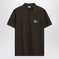 Dark green cotton polo shirt with EKD
