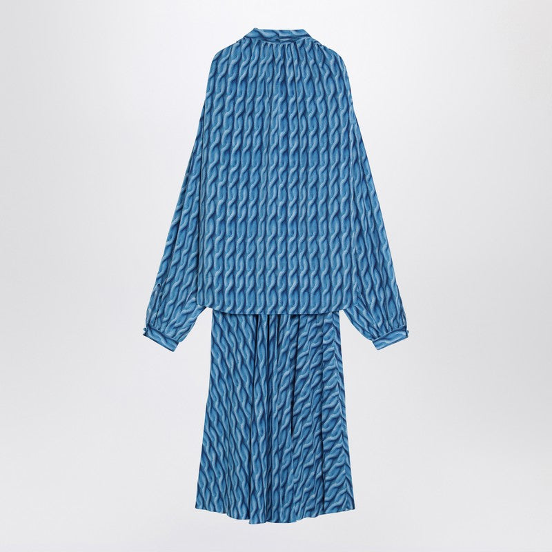 Midi Dress With Bow And Blue Print