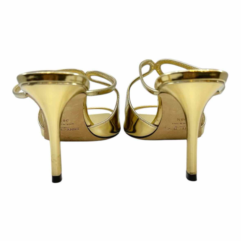 JIMMY CHOO Size 8.5 Gold Leather Metallic Solid Pumps