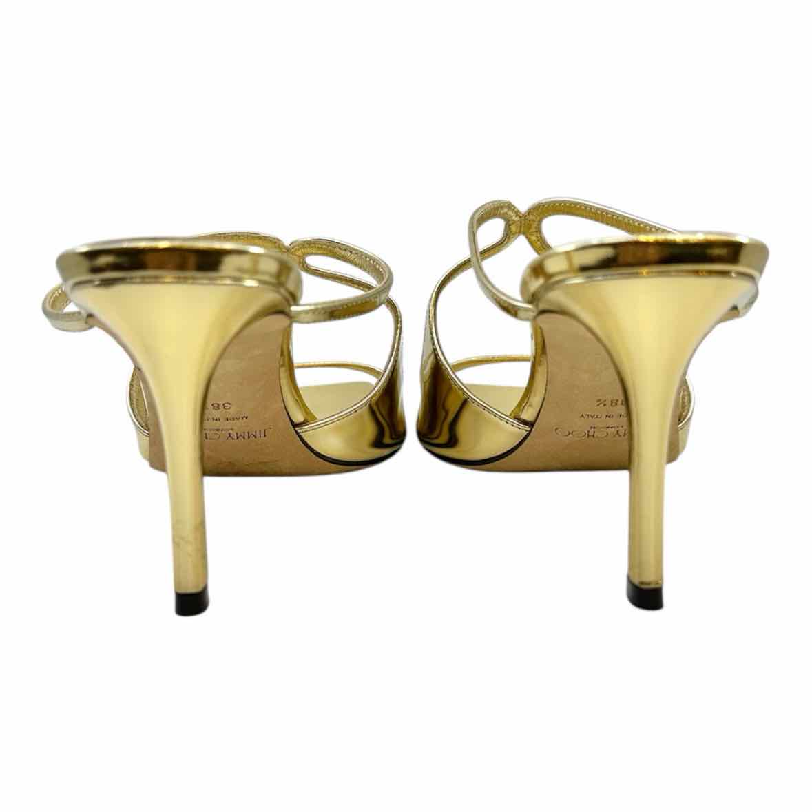 JIMMY CHOO Size 8.5 Gold Leather Metallic Solid Pumps
