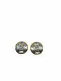 CHANEL Gold Round Rhinestone Clip Earrings