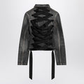 Dark grey denim jacket with laces