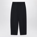 Wide navy blue wool trousers