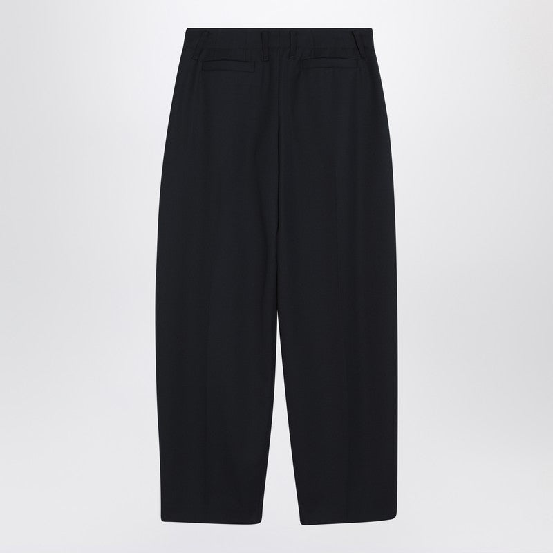 Wide navy blue wool trousers