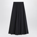 Black washed cotton maxi skirt