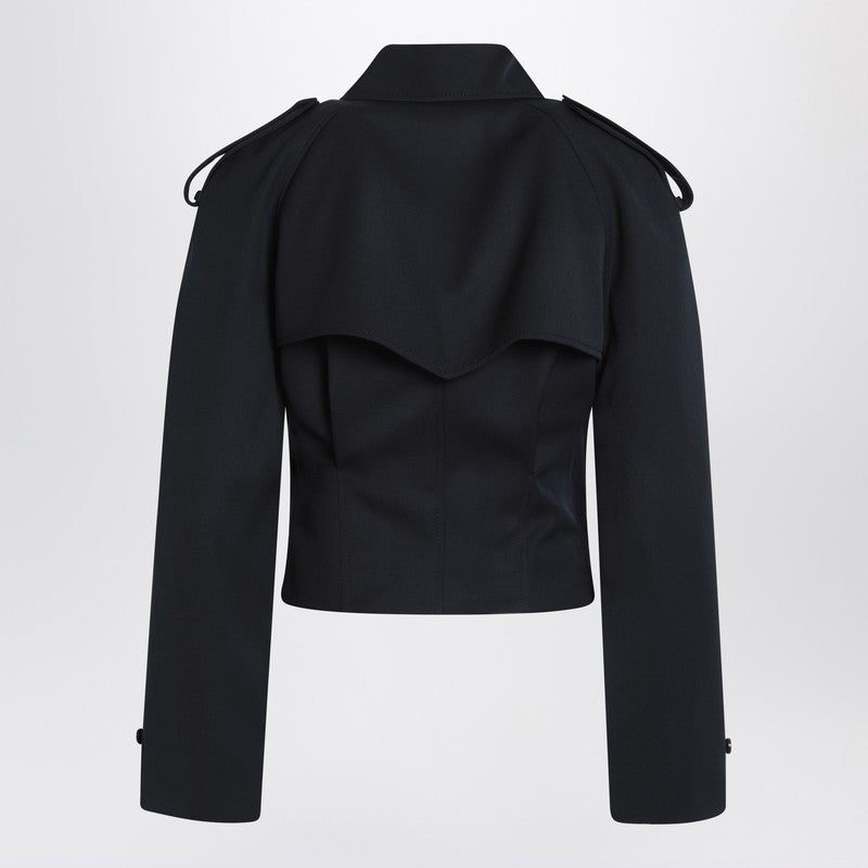 Short double-breasted navy blue jacket