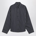 Navy blue striped cotton shirt
