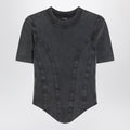 Washed black corset-style T-shirt