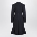 Navy blue Midi Godet wool coat