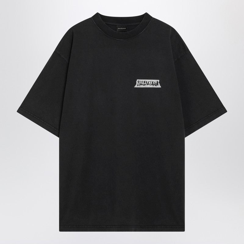 Black washed Masking Tape T-shirt with medium fit