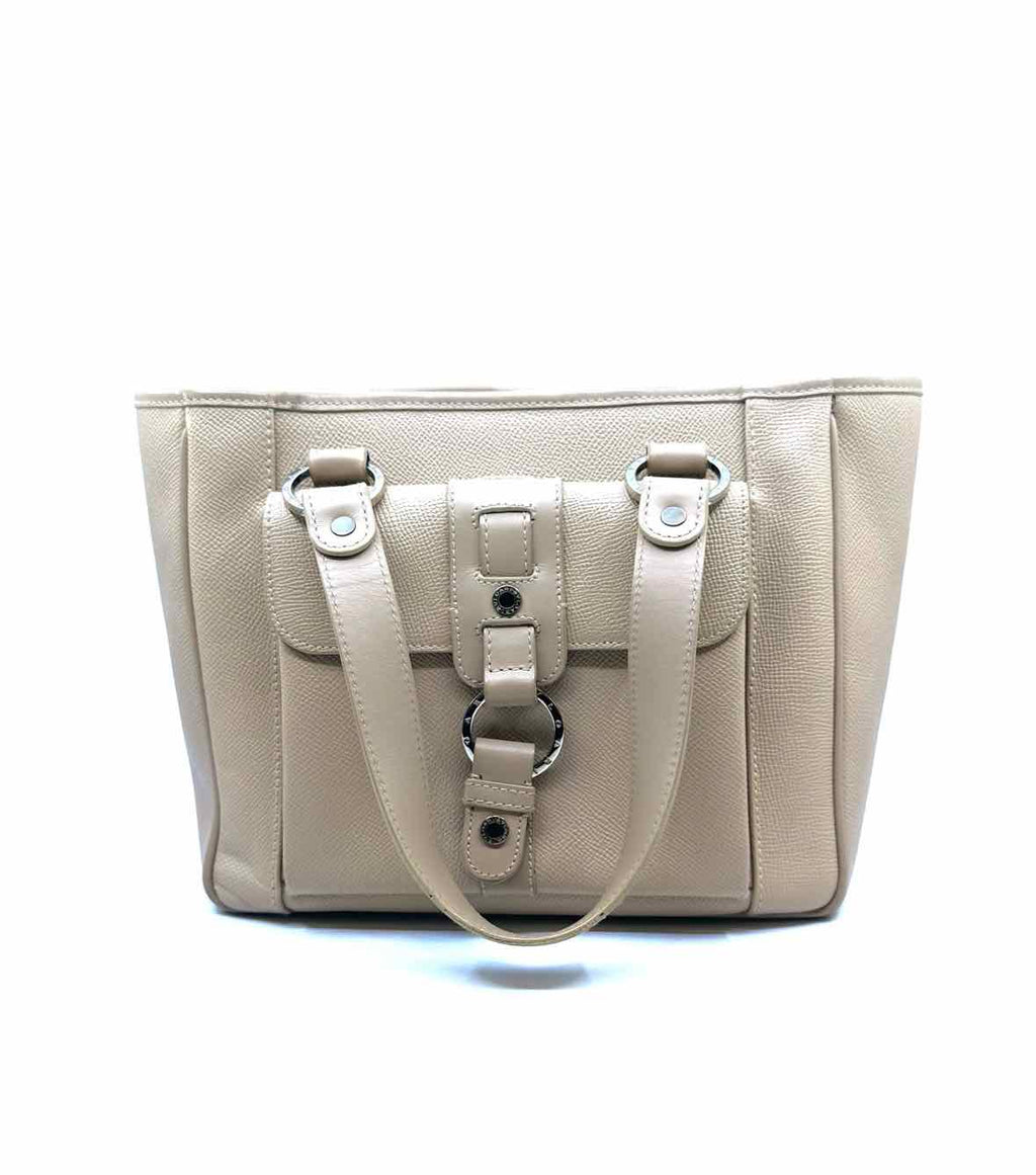 BVLGARI Beige Leather Solid Handbag