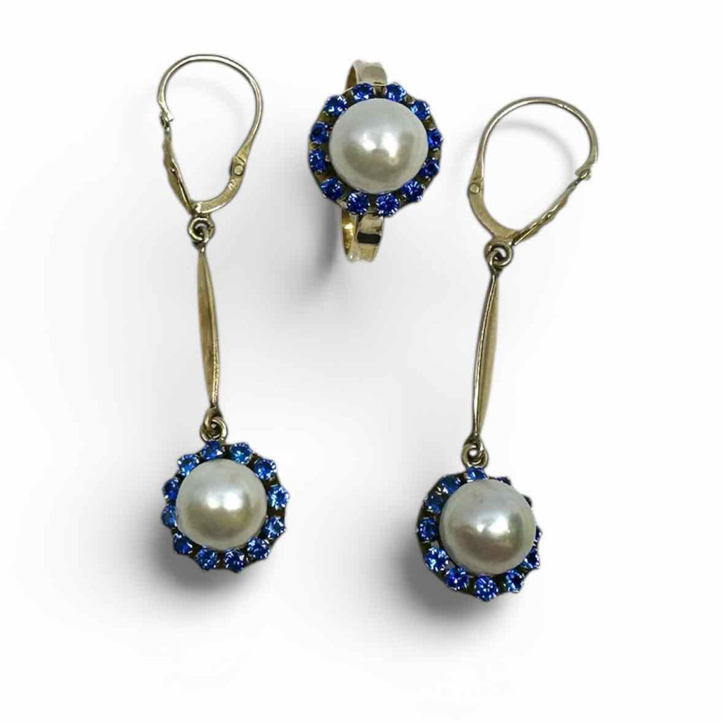 14K Pearl Earrings Ring Set