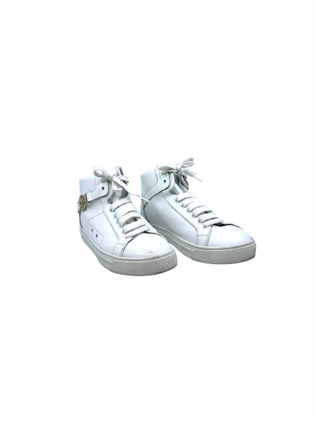 VERSACE Size 8.5 White Leather Sneakers