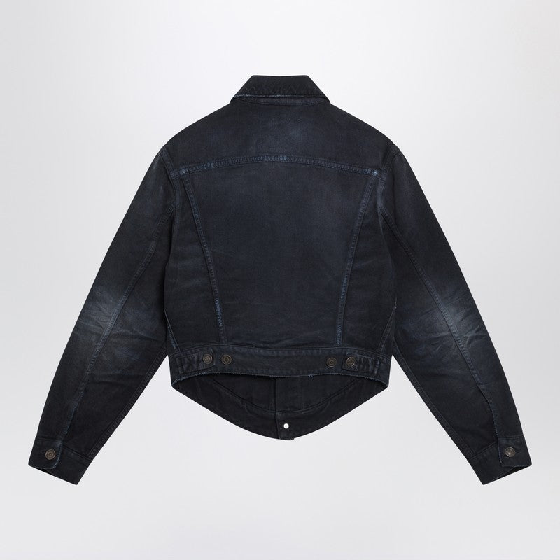 Navy blue jacket with curved waist