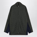 Khaki cotton and technical jersey hybrid jacket