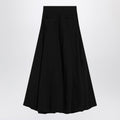 Black cotton ripstop Godet maxi skirt