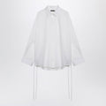 White cotton shirt with lace-up details