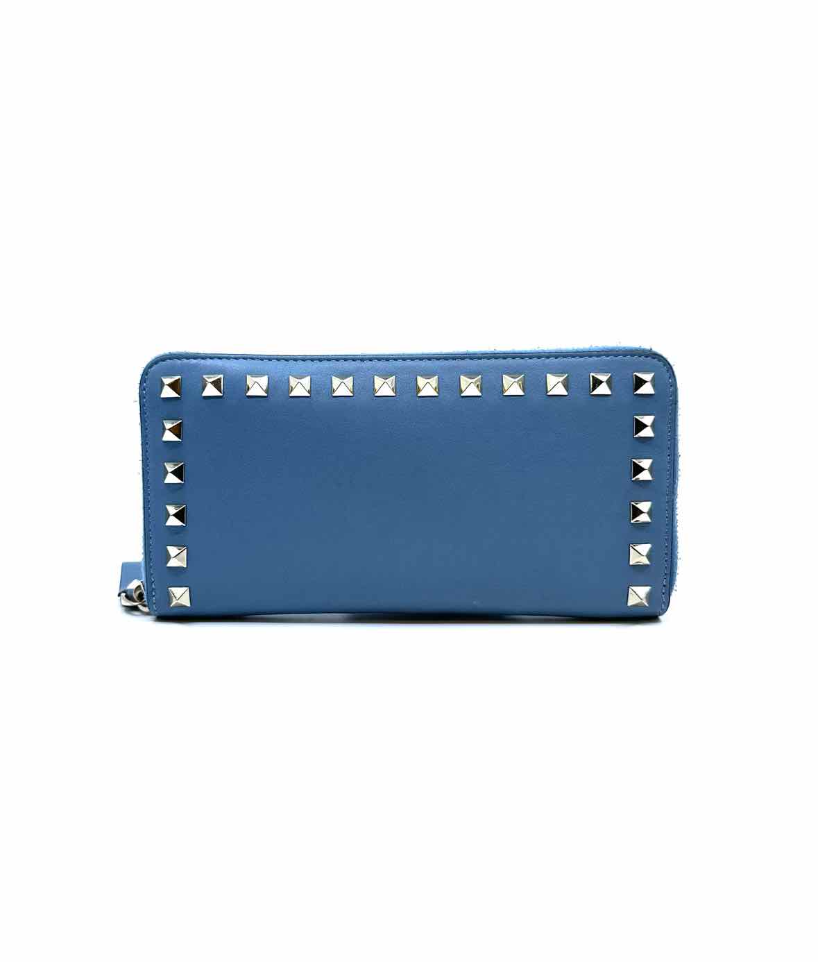 VALENTINO Continental Blue Leather Rockstud Wallet