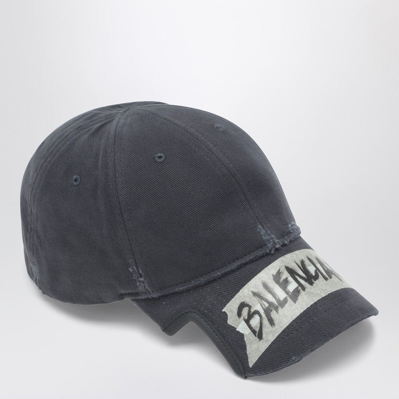 Black washed-effect Masking Tape cap