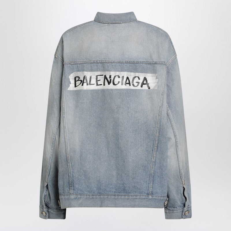 Light blue vintage-effect denim jacket
