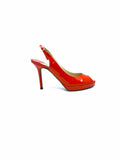 JIMMY CHOO Size 5.5 Orange Patent Leather Sling back