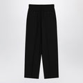 Lilas Trousers In Black Wool And Linen