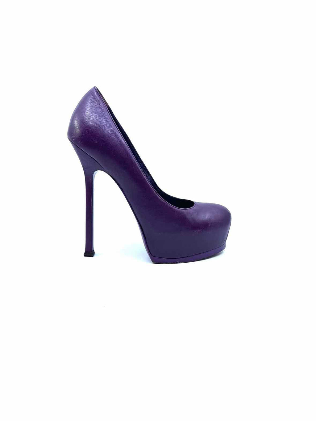 YSL Size 7 Purple Leather Solid Pumps