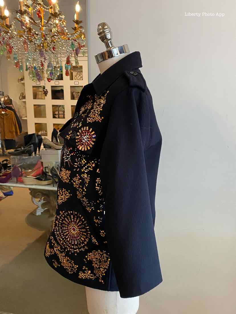 LIBERTINE Size XS Black Cashmere Blend Floral Jacket