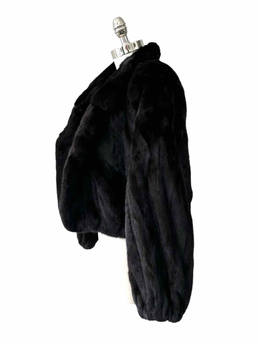 OSCAR DE LA RENTA Black Ranch Mink Fur Coat Size M