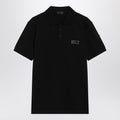 Black cotton piqué polo shirt with logo