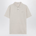 Milk-white cotton piqué polo shirt with logo