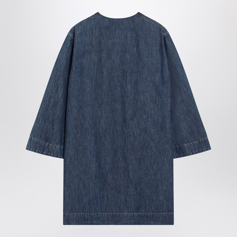 Denim mini dress with V Gold details