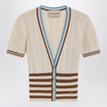 Openwork striped cotton cardigan