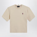 White cotton-blend T-shirt with logo patch