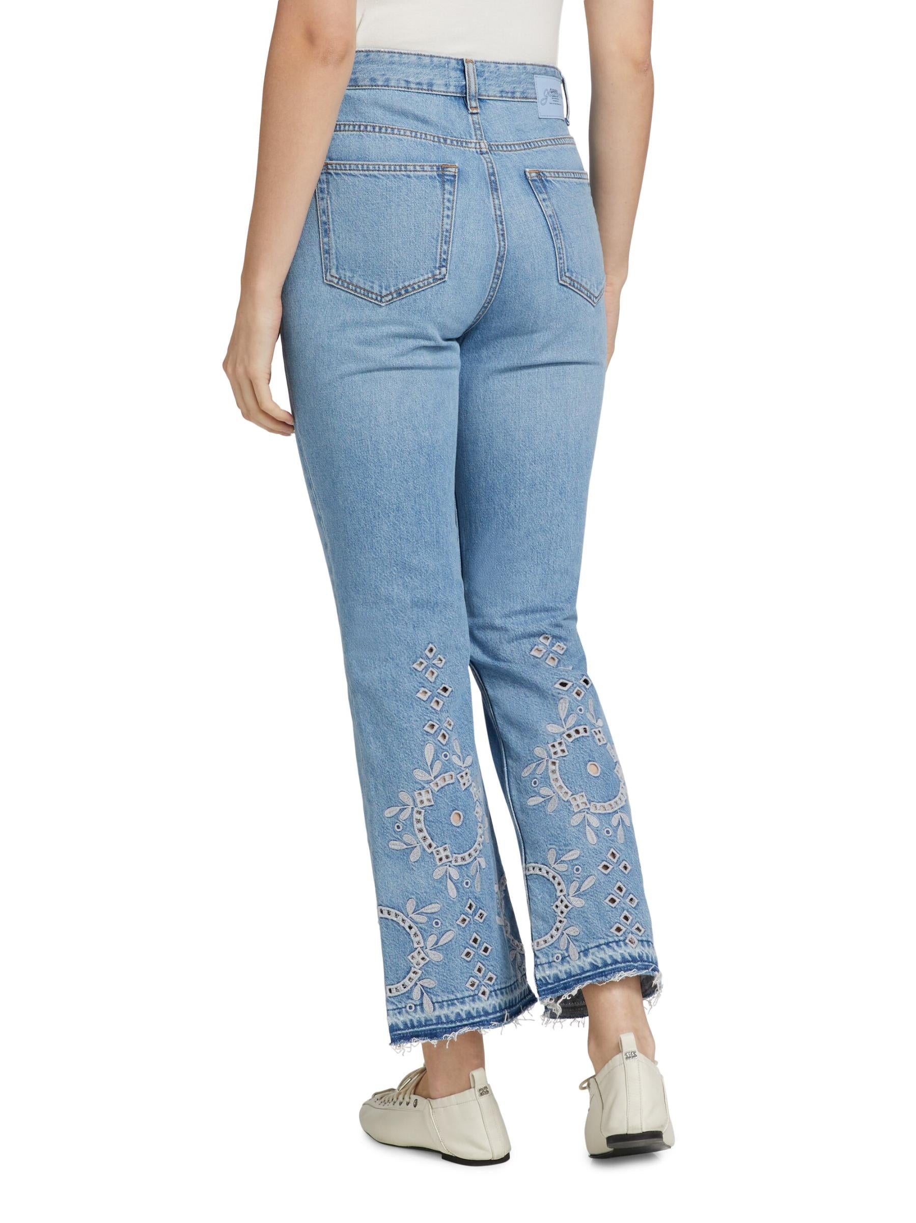 Ganni Broderie Anglaise Betzy Cropped Jeans