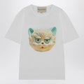 White T-shirt with Le Chat De La Maison print