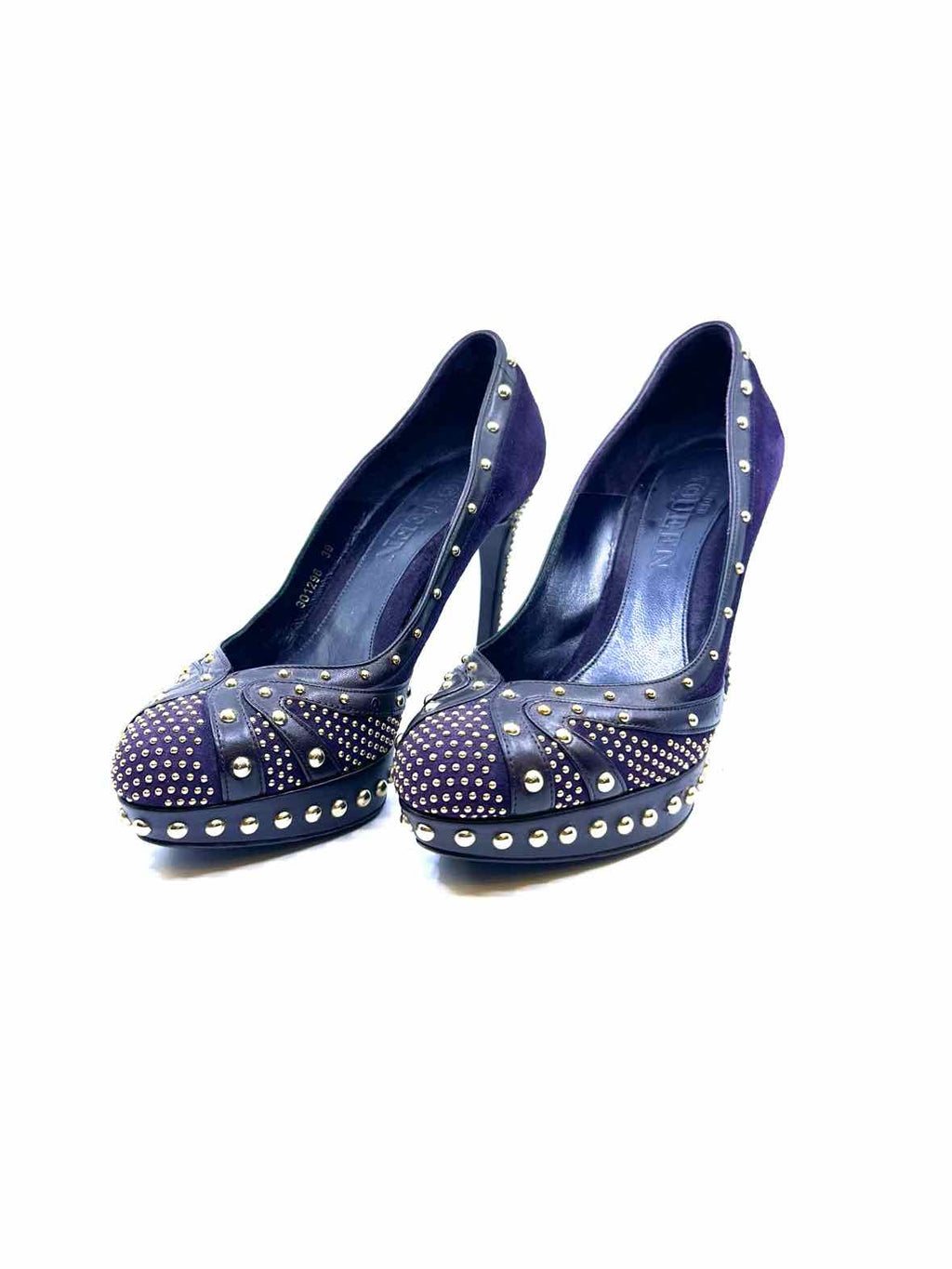 ALEXANDER MCQUEEN Size 9 Purple Suede, Leather Studs Pumps