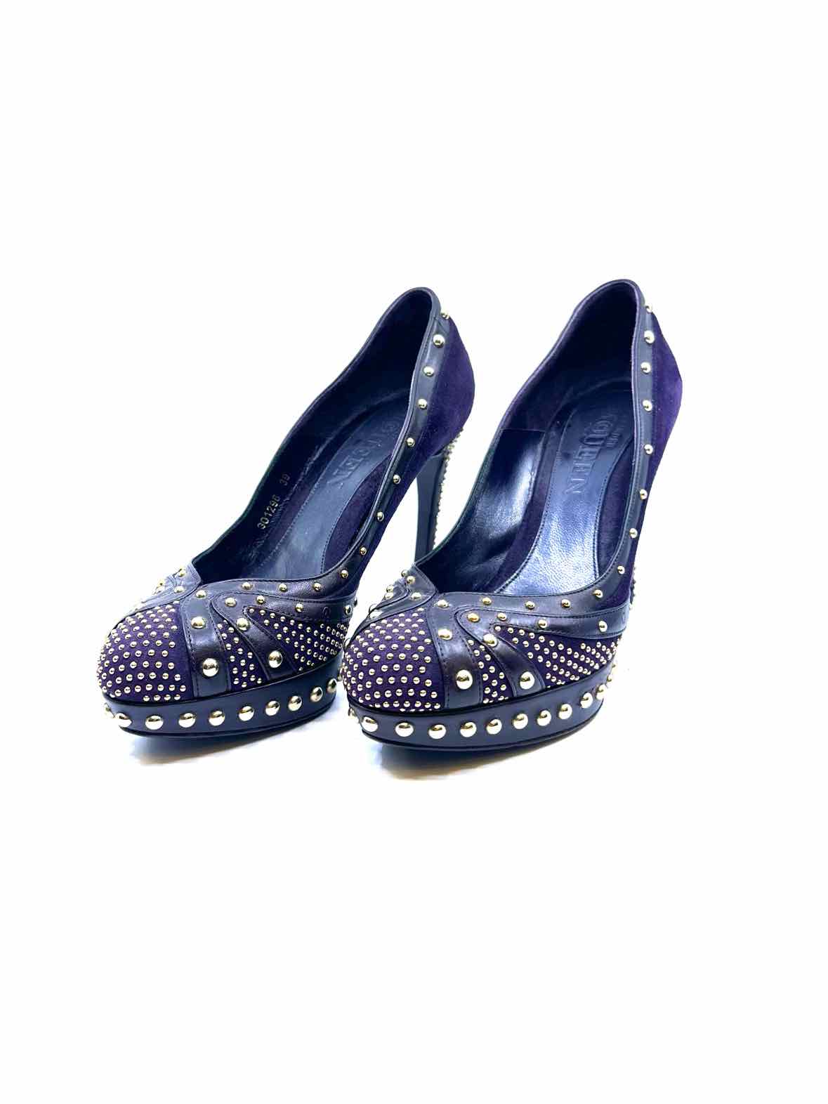 ALEXANDER MCQUEEN Size 9 Purple Suede, Leather Studs Pumps