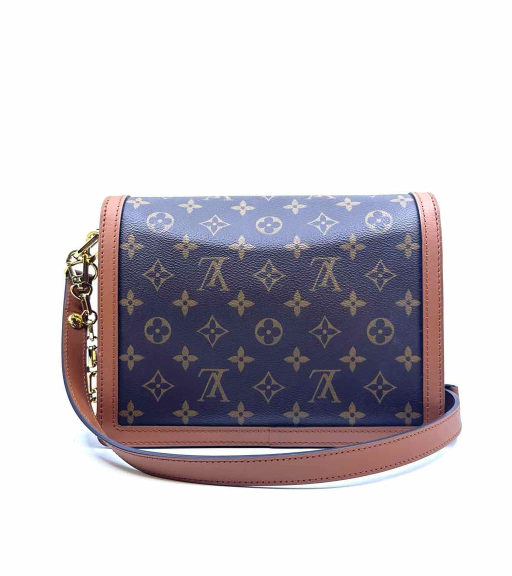 LOUIS VUITTON Brown Leather Monogram Handbag