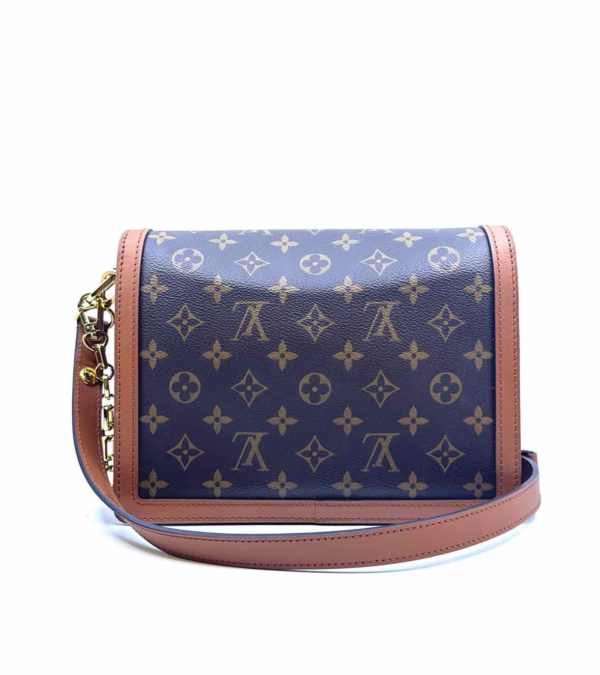 LOUIS VUITTON Brown Leather Monogram Handbag