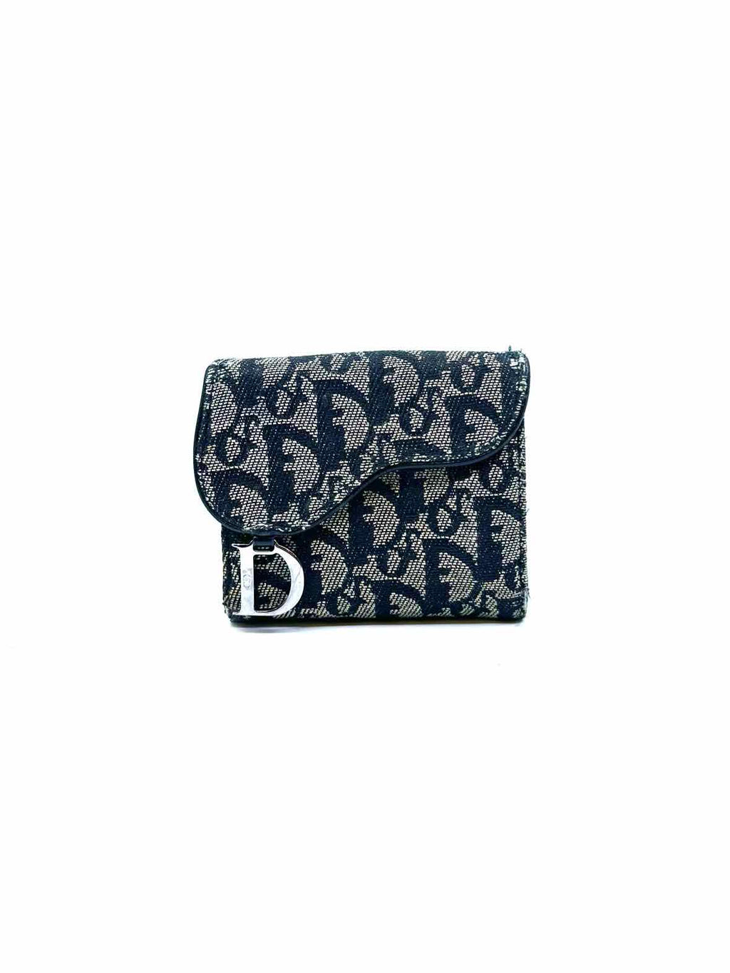 CHRISTIAN DIOR Navy, Cream Canvas Monogram Wallet