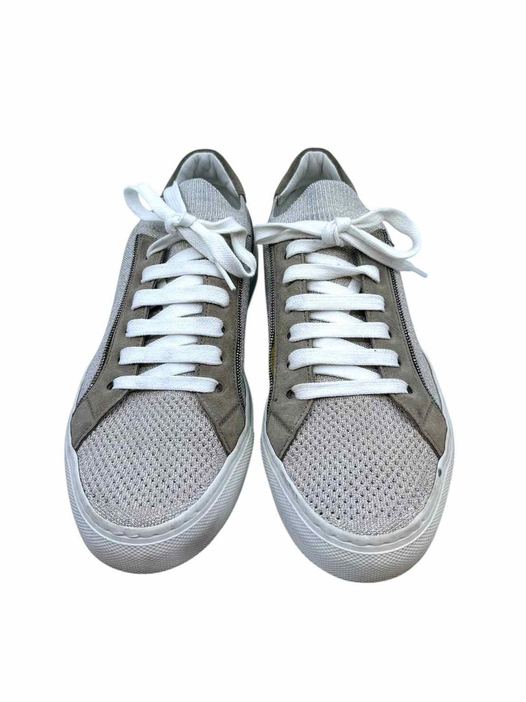 BRUNELLO CUCINELLI Size 8.5 Silver, Grey FlyKnit Shimmery Sneakers