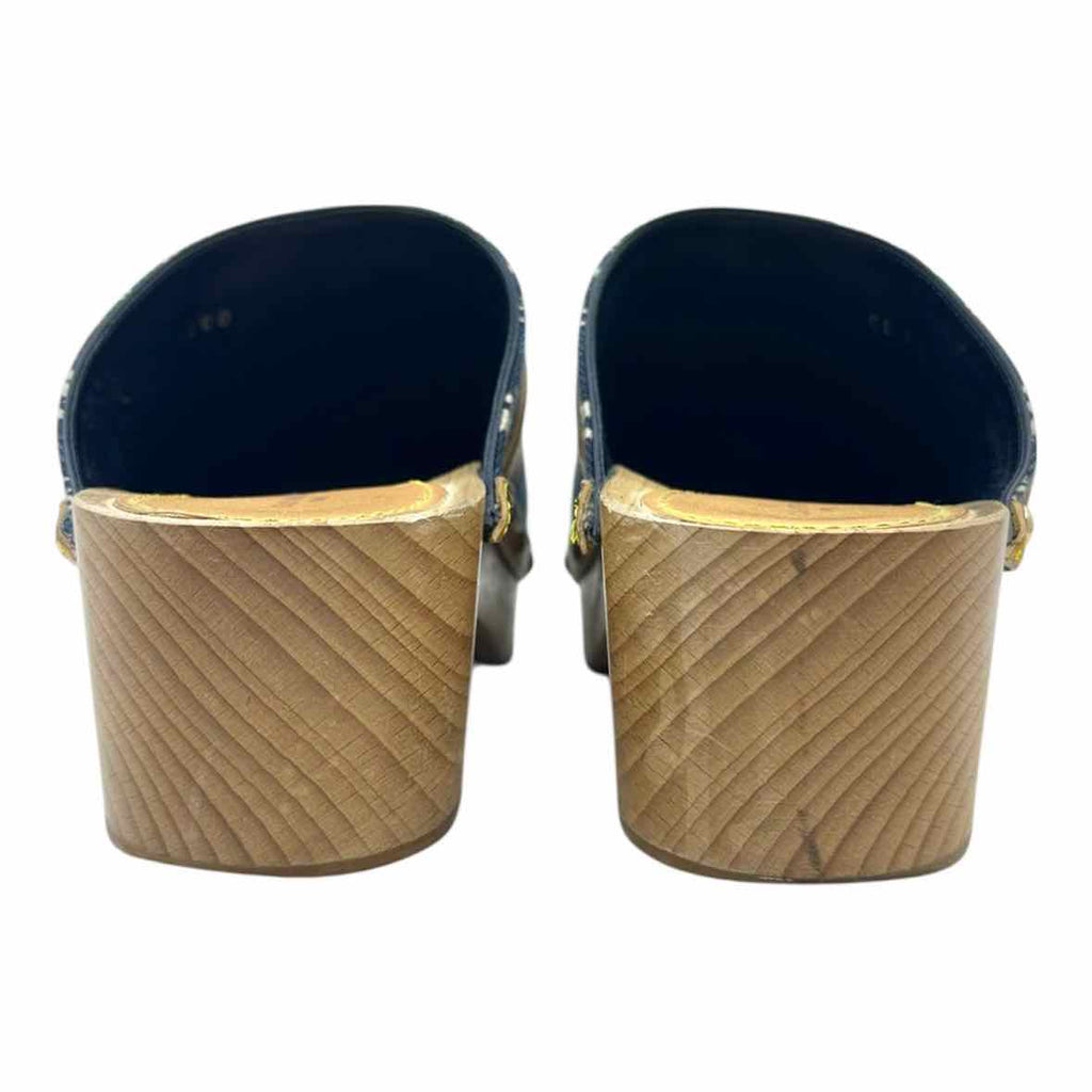 LOUIS VUITTON Size 8 Blue, white Canvas Monogram Clogs