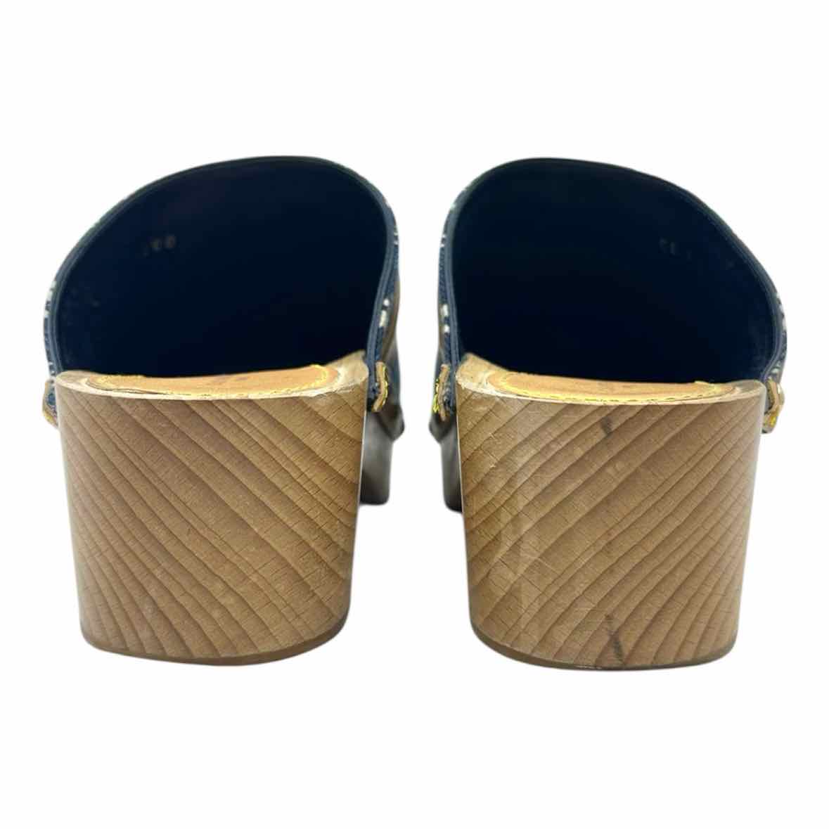 LOUIS VUITTON Size 8 Blue, white Canvas Monogram Clogs