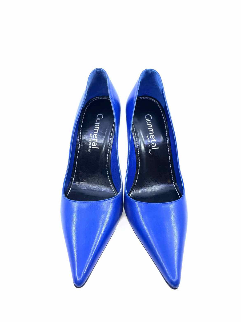 GUNMETAL Size 6 Blue Leather Pumps
