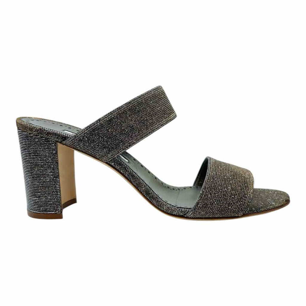MANOLO BLAHNIK Size 10.5 Silver, Gold Glitter Sandals
