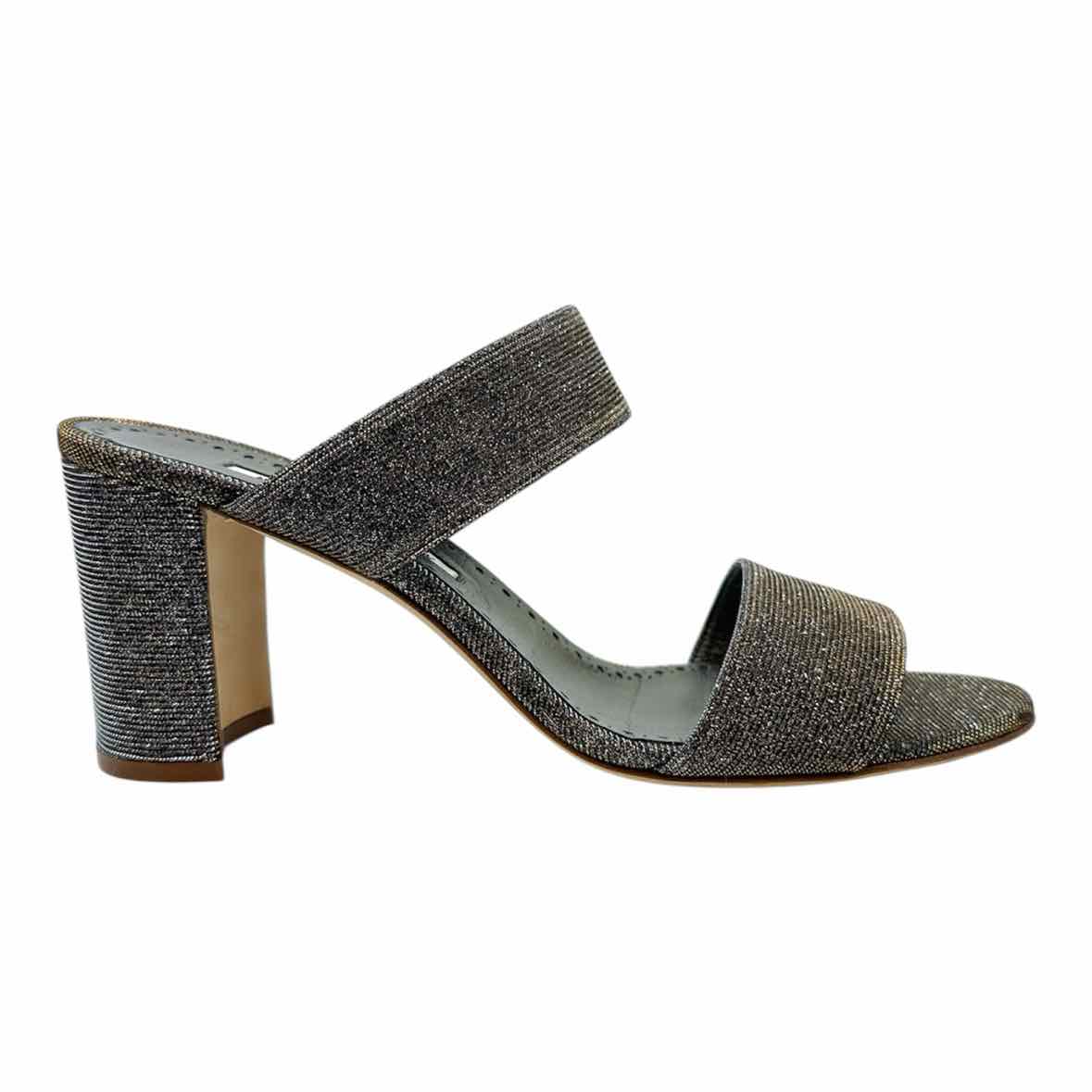 MANOLO BLAHNIK Size 10.5 Silver, Gold Glitter Sandals